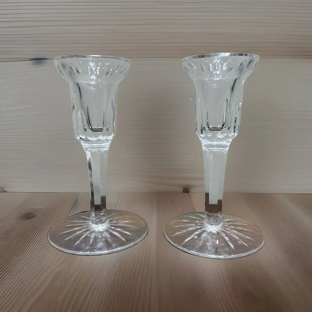 Pair Waterford Crystal Eileen Carina Candleholder 5.5” Candlestick Romantic